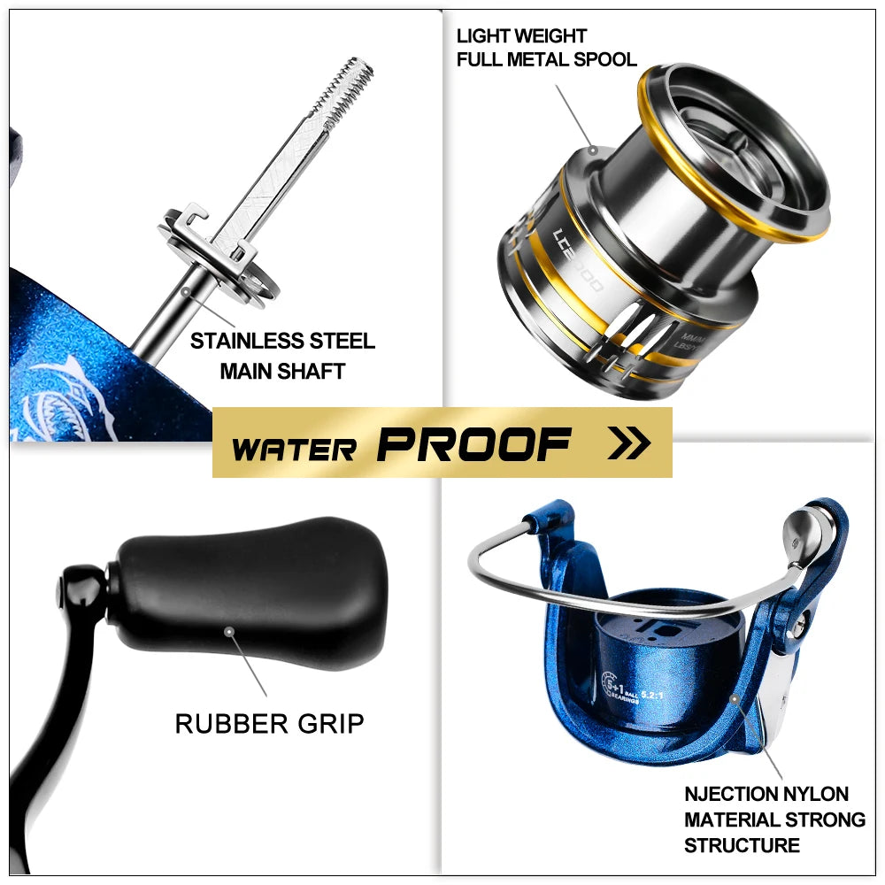 Metal Spinning Reel 5.2:1 Ratio Saltwater Boat Fishing Gear
