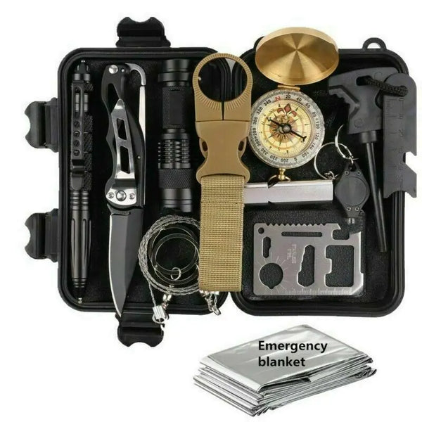 14 in 1 Outdoor Emergency Survival Safety Gear Kit Tactical EDC