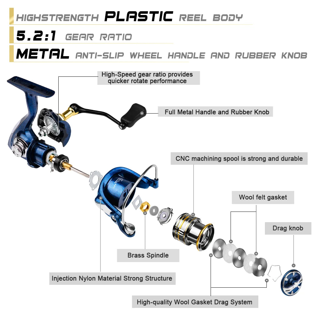 Metal Spinning Reel 5.2:1 Ratio Saltwater Boat Fishing Gear