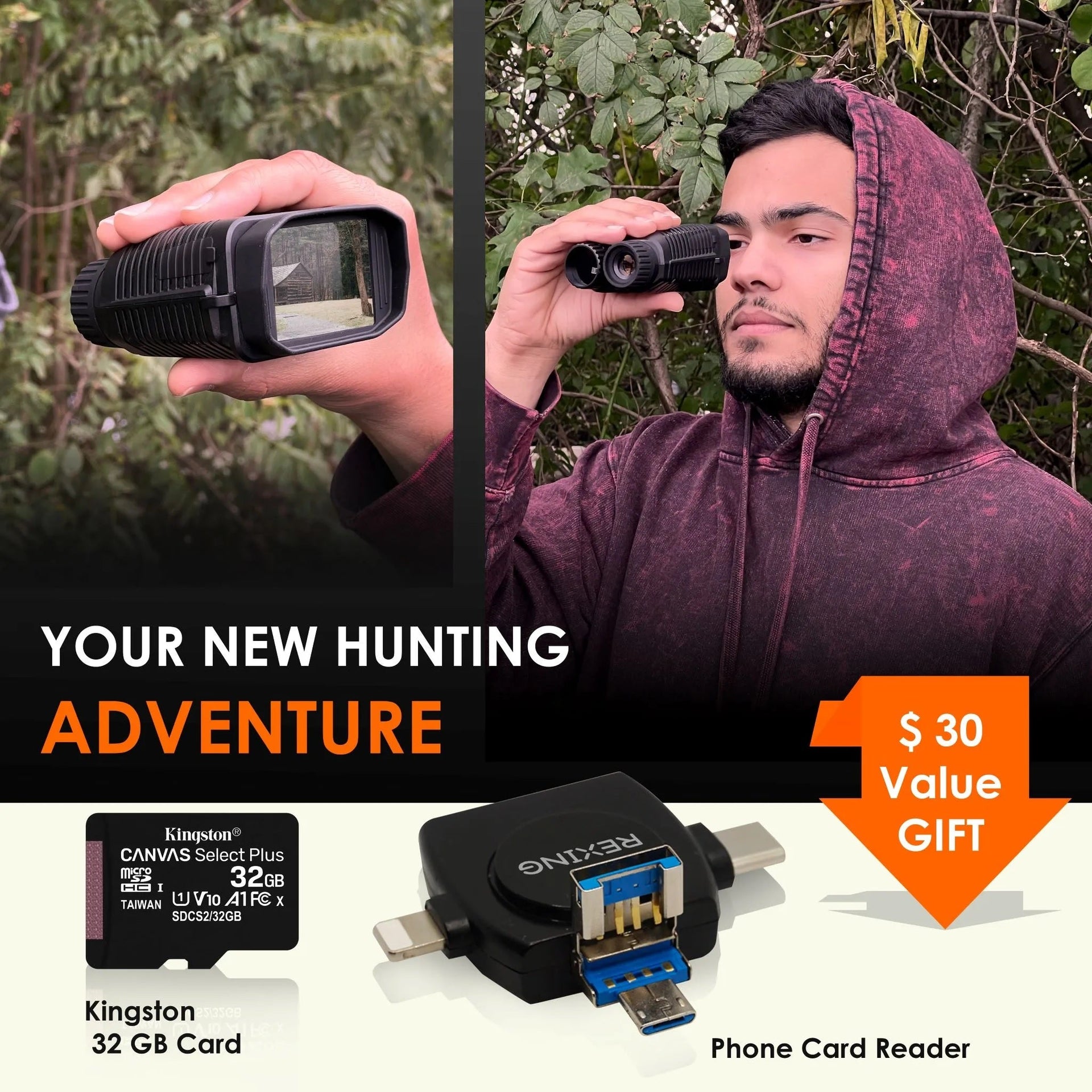 B1 Mini 1080p Night Vision Digital Binoculars Infrared Hunting Gear