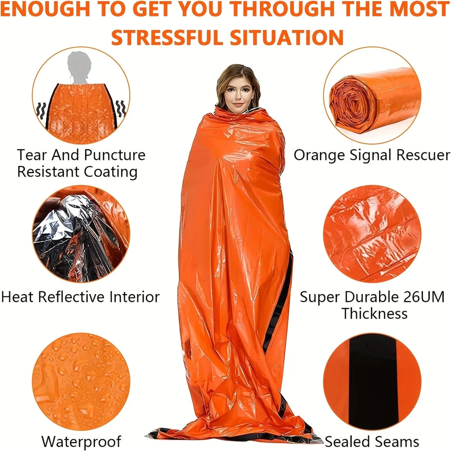 Portable Waterproof Emergency Survival Sleeping Bag Thermal Mylar Camping Sack