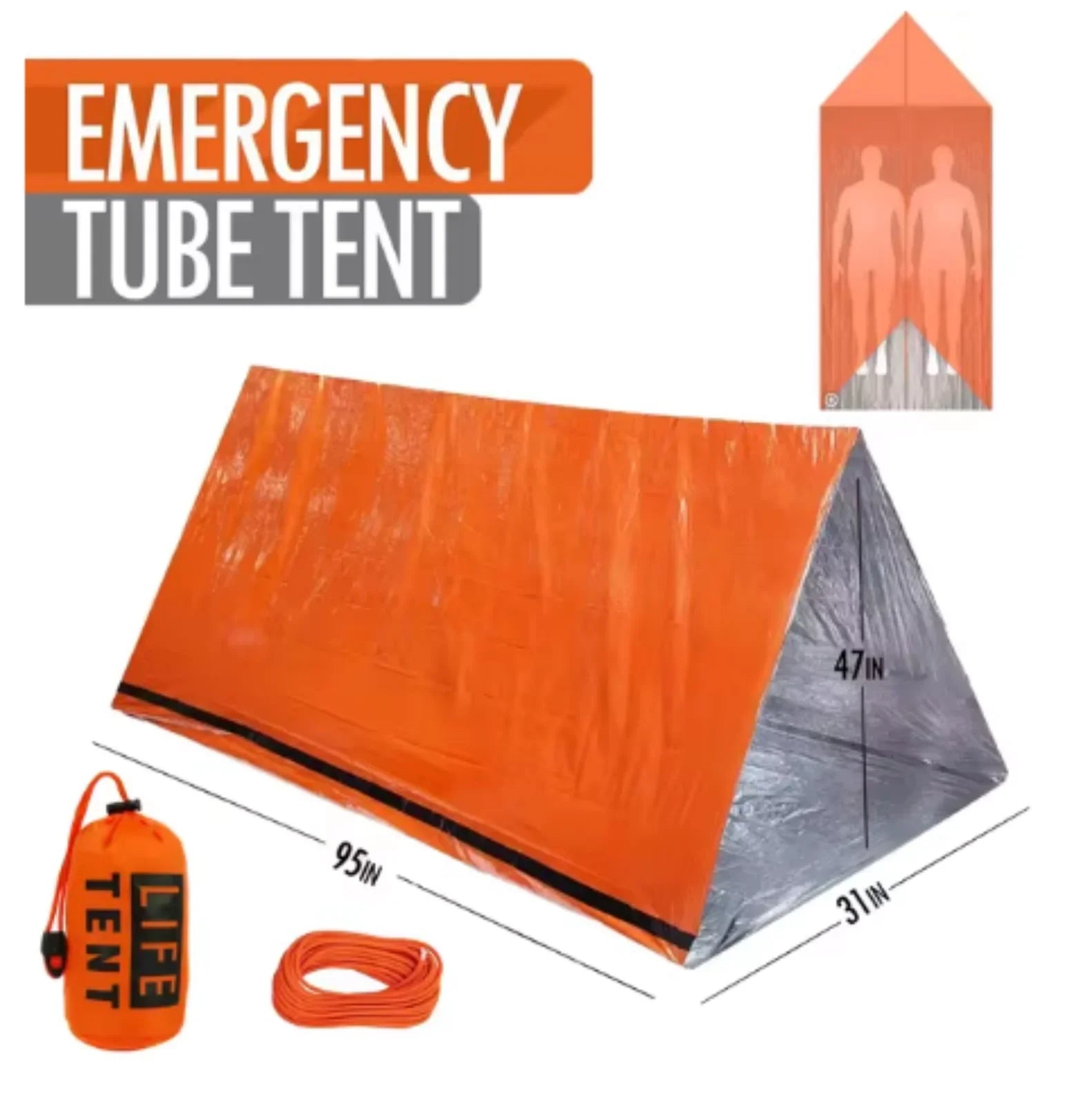 2 Person Emergency Tent Waterproof Portable Camping Travel Shelter Gear