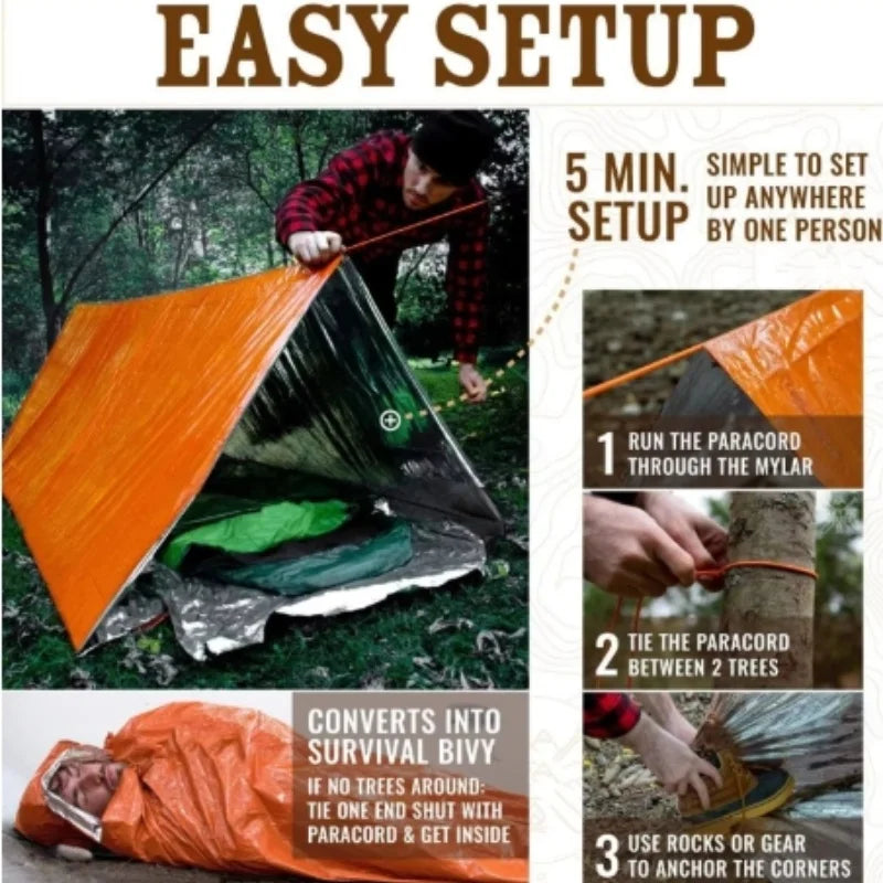 2 Person Emergency Tent Waterproof Portable Camping Travel Shelter Gear
