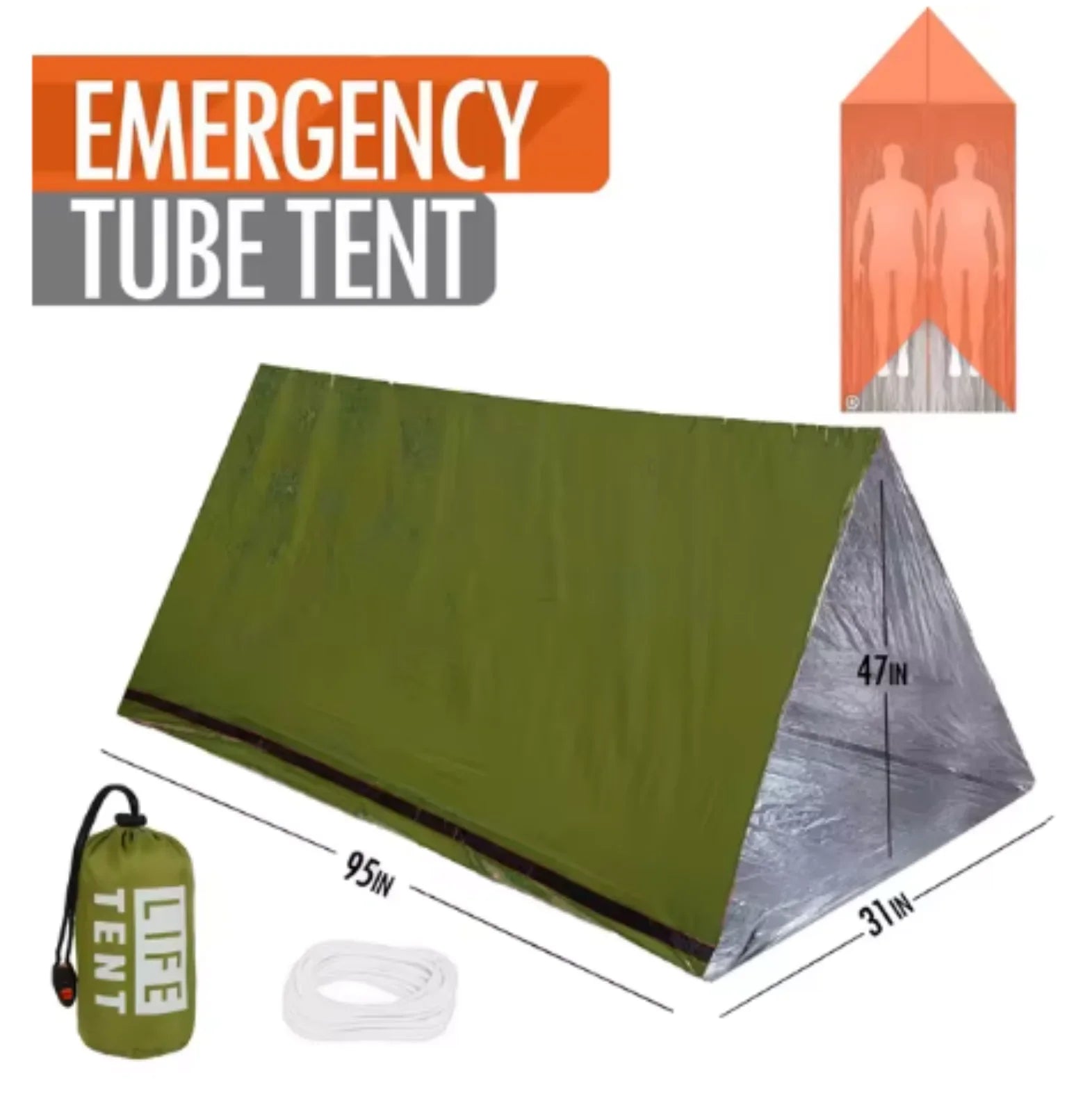 2 Person Emergency Tent Waterproof Portable Camping Travel Shelter Gear