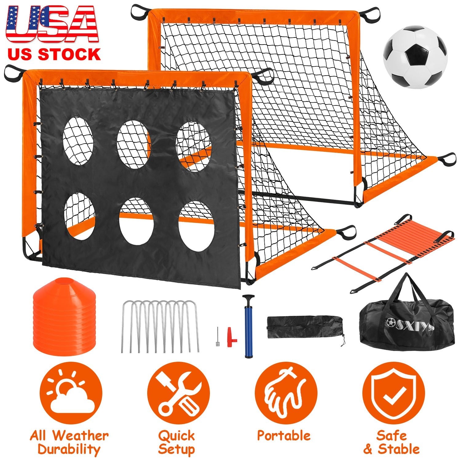 Kids Soccer Goal Set Backyard Training Kit Portable Equipment