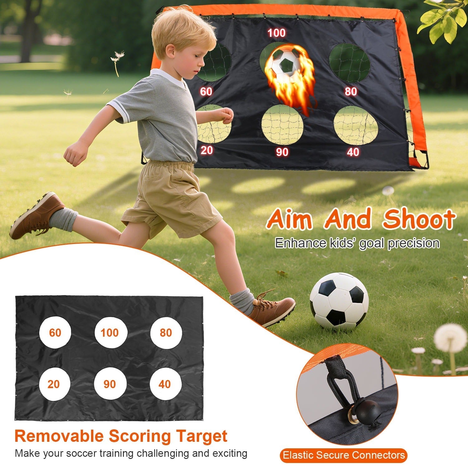 Kids Soccer Goal Set Backyard Training Kit Portable Equipment